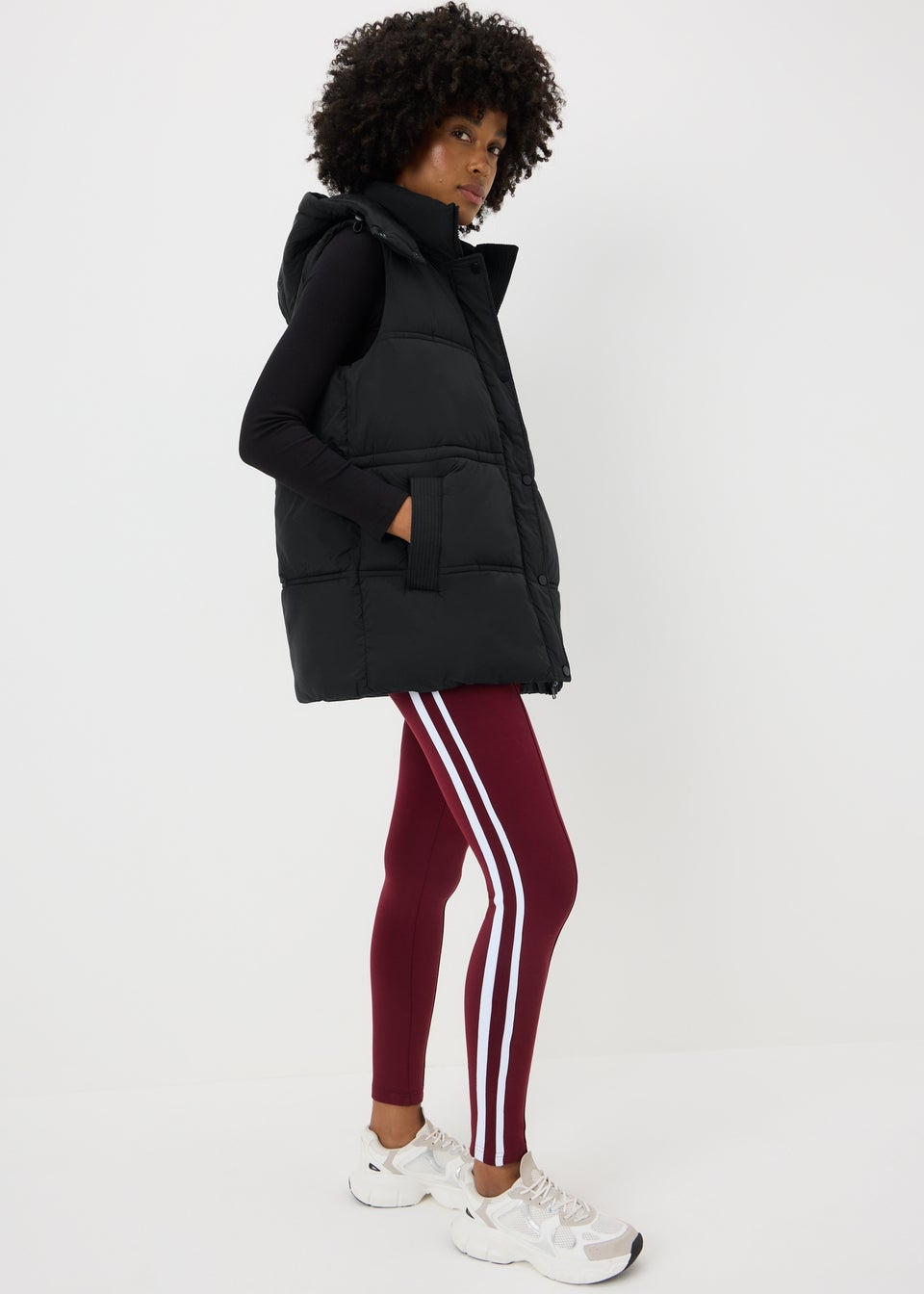 Black Padded Mid Length Gilet