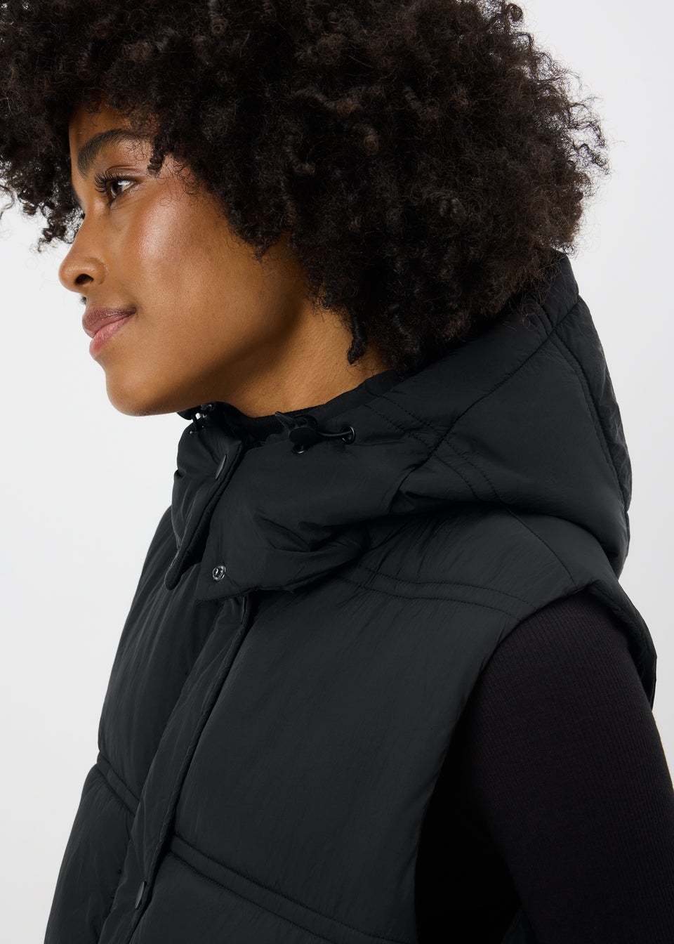 Black Padded Mid Length Gilet