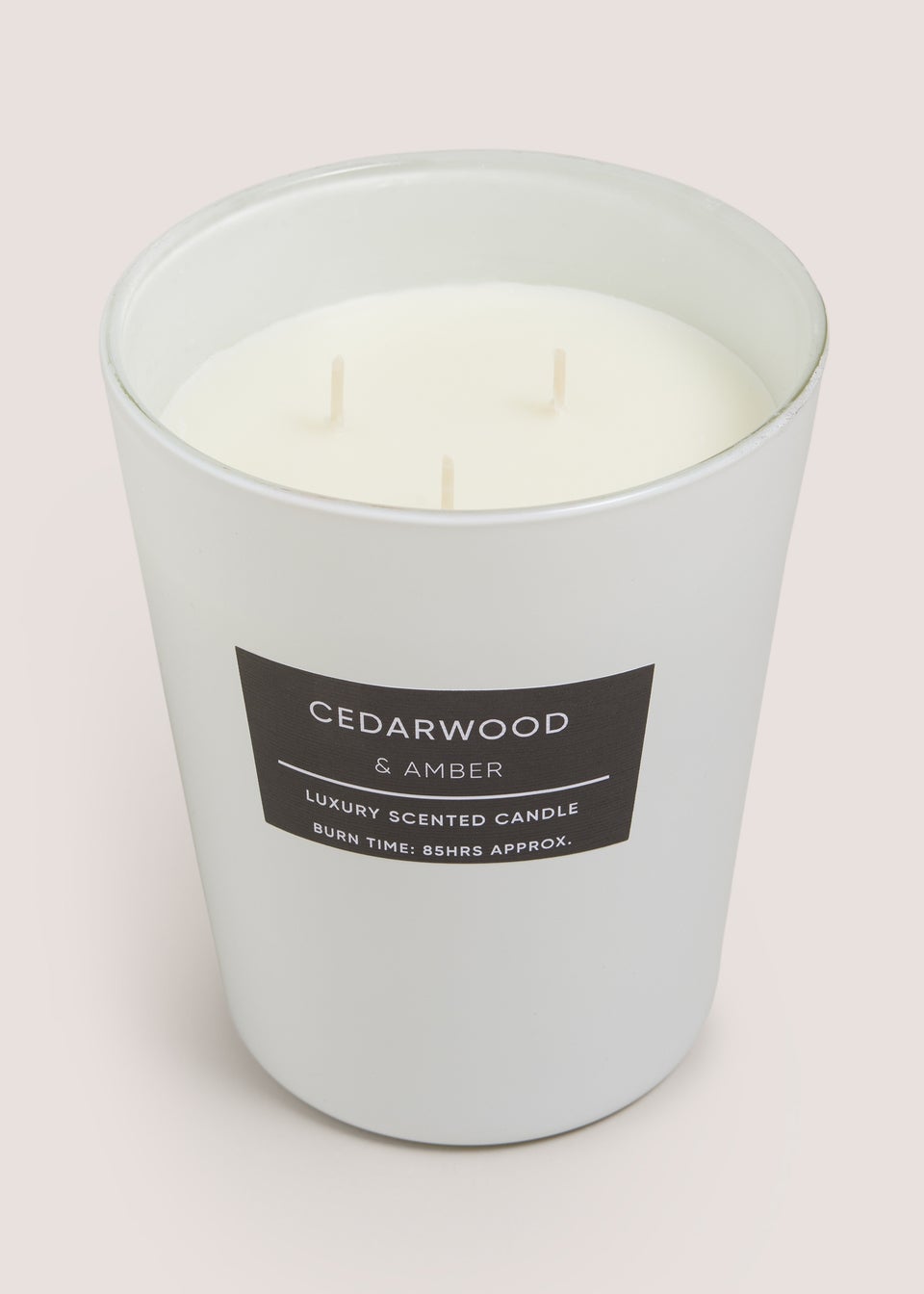 White Large Cedarwood & Amber Candle