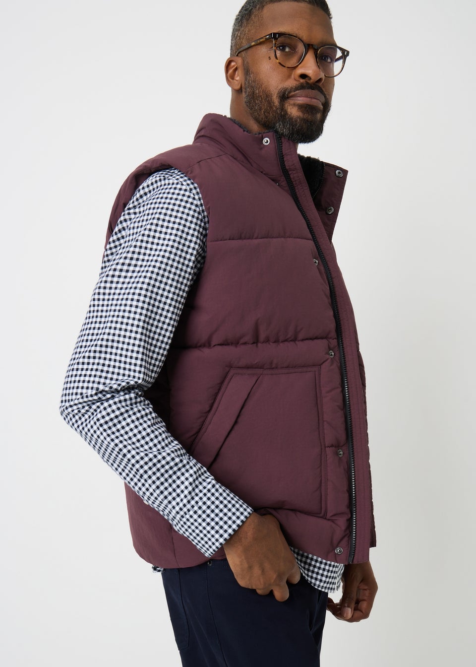 Burgundy Borg Gilet