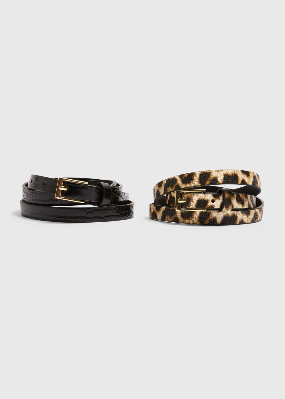 2 Pack Black and Brown Patterned Belts