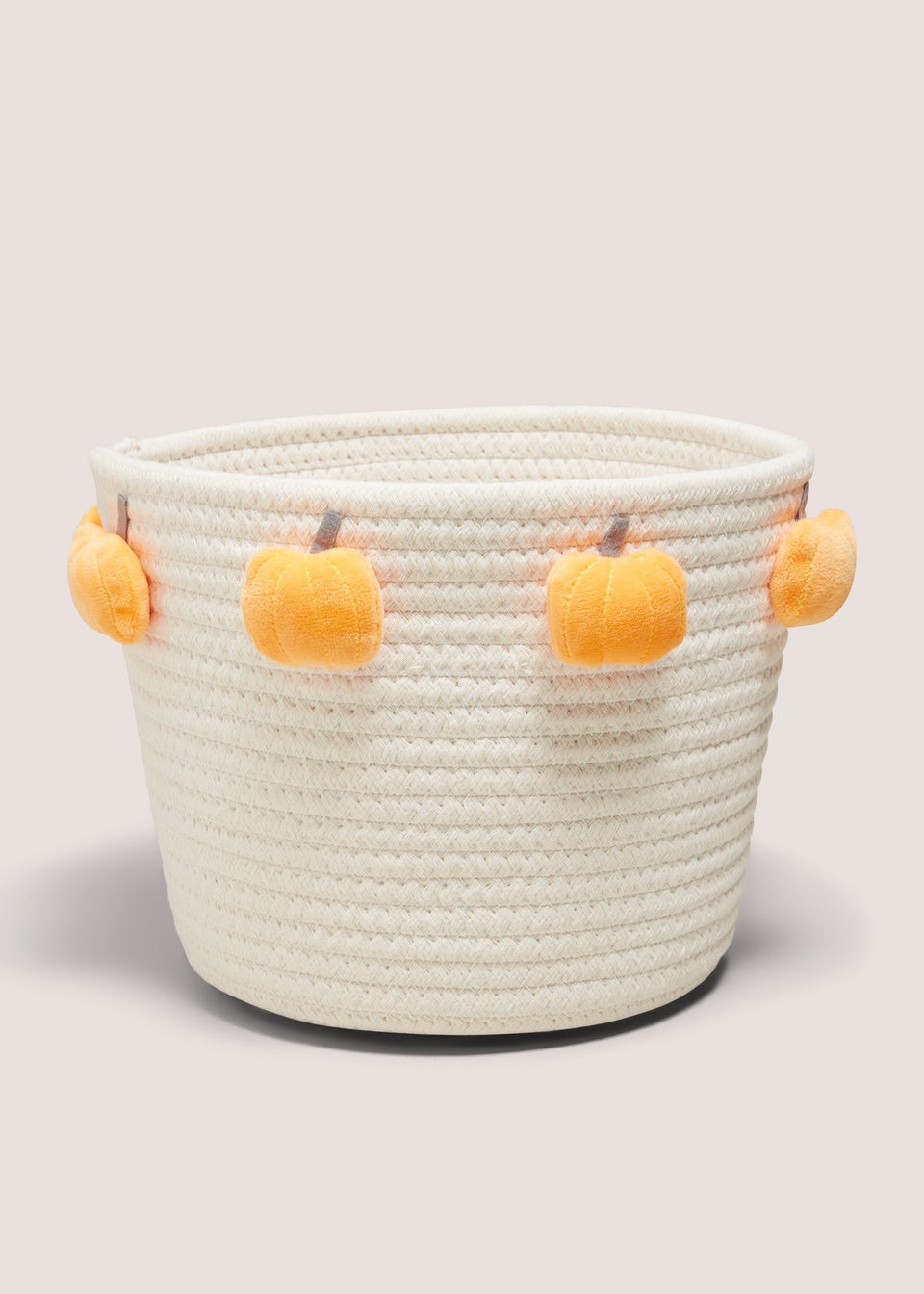 Cream Pumpkin Pom Embroidered Basket