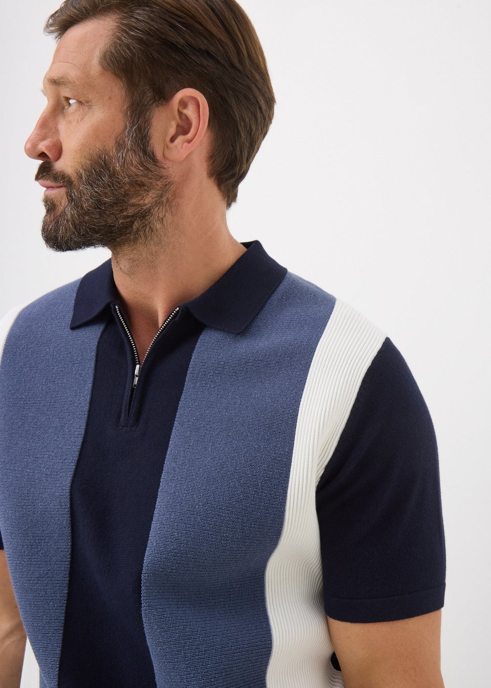 Blue Stripe 1/4 Zip Smart Polo Shirt