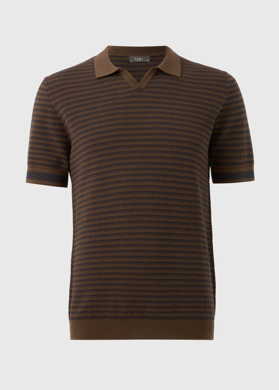 Brown Stripe Knitted Polo Shirt