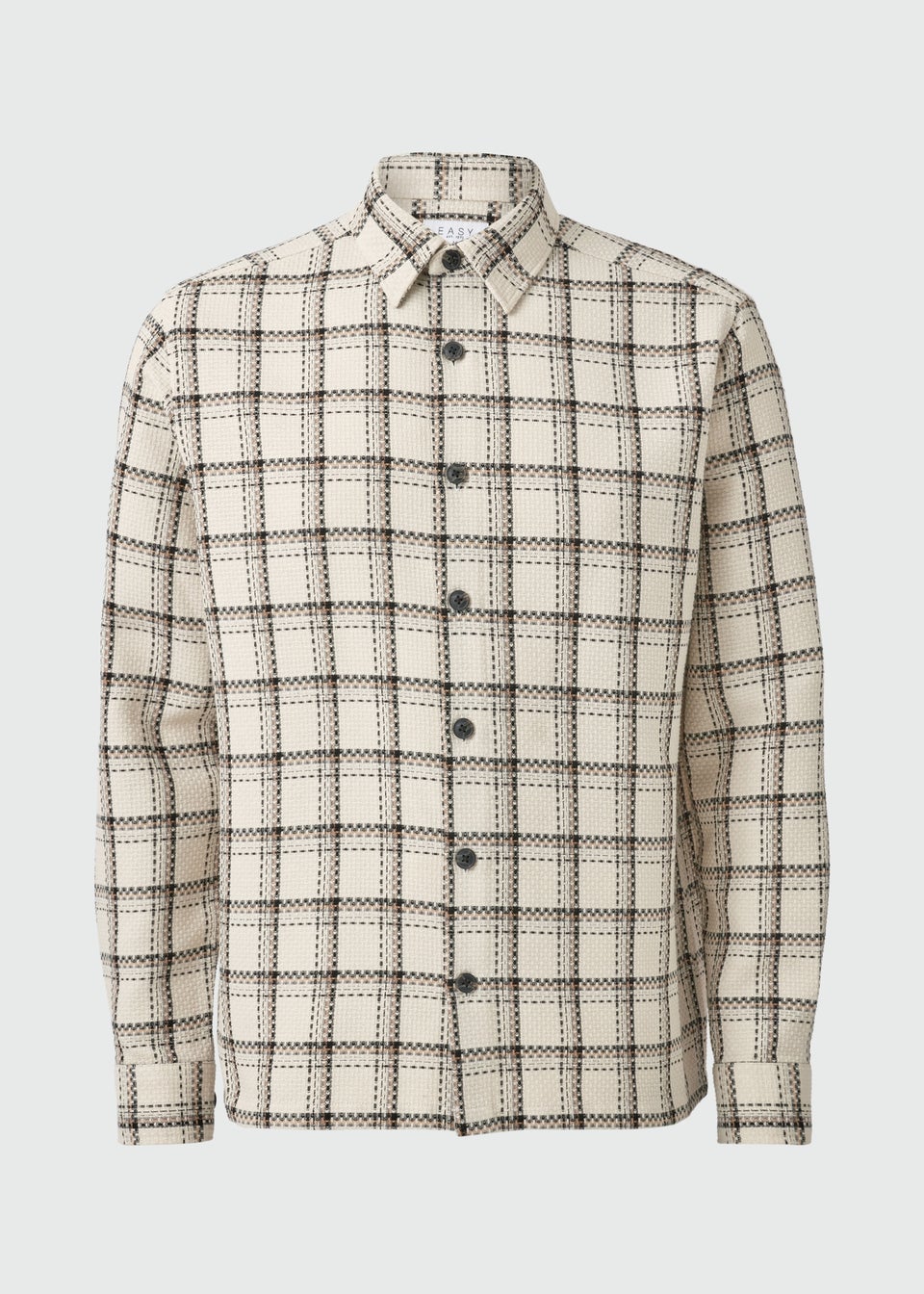 Ecru Check Textured Shacket