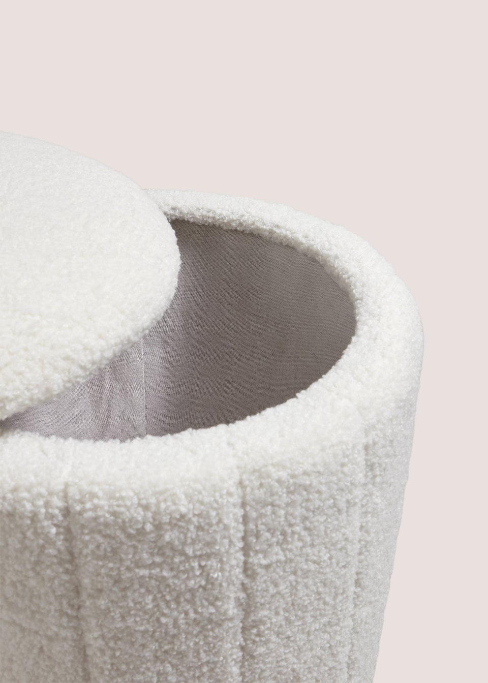 Cream Rib Teddy Storage Pouffe