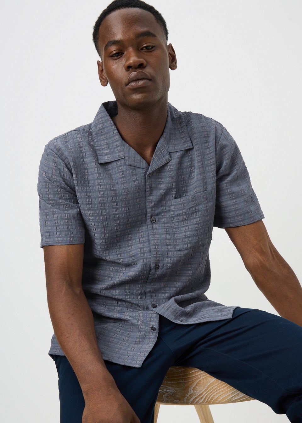 Blue Check Textured Shirt