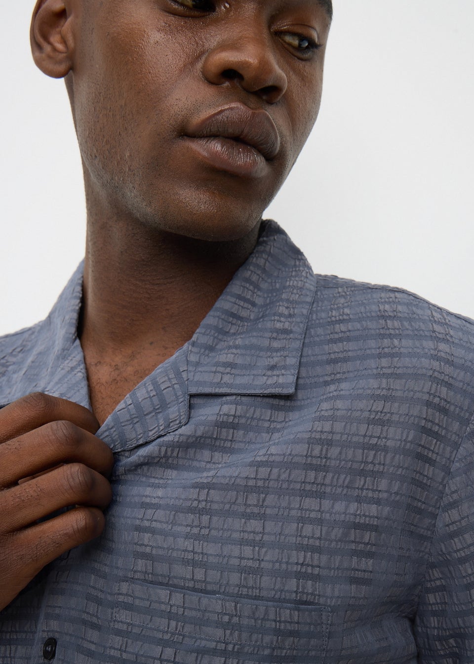 Blue Check Textured Shirt