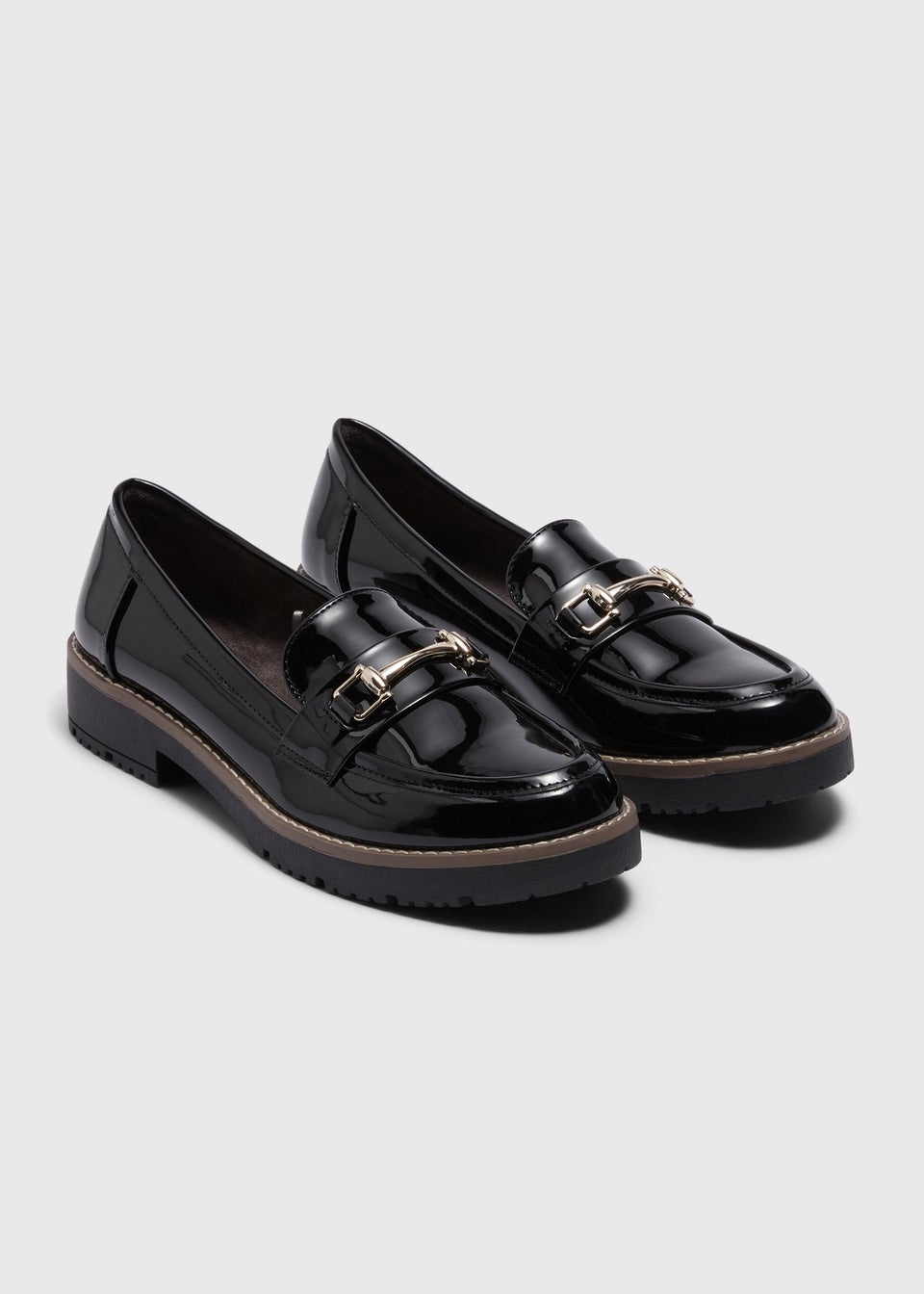 Black Chain Buckle Loafers