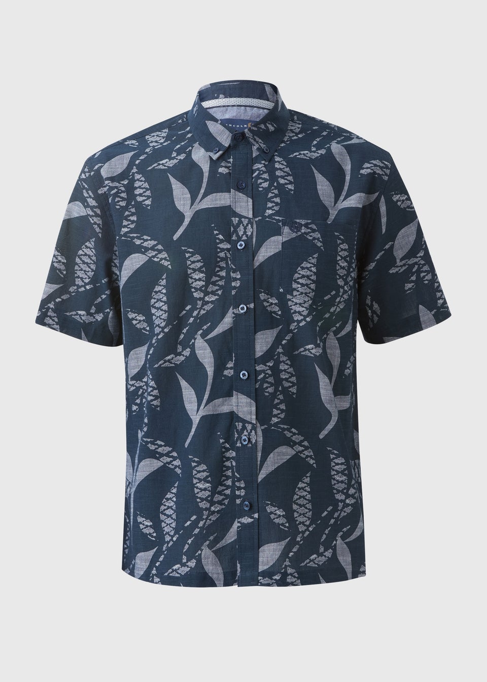 Lincoln Navy Chambray Print Shirt