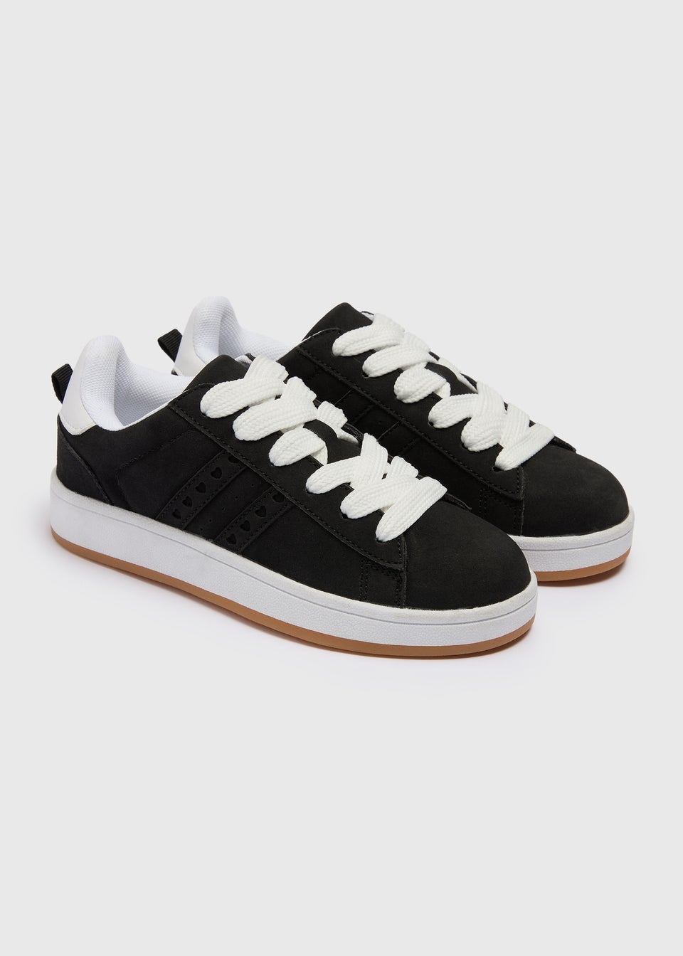 Girls Black Chunky Lace Trainers (Younger 10-Older 5)