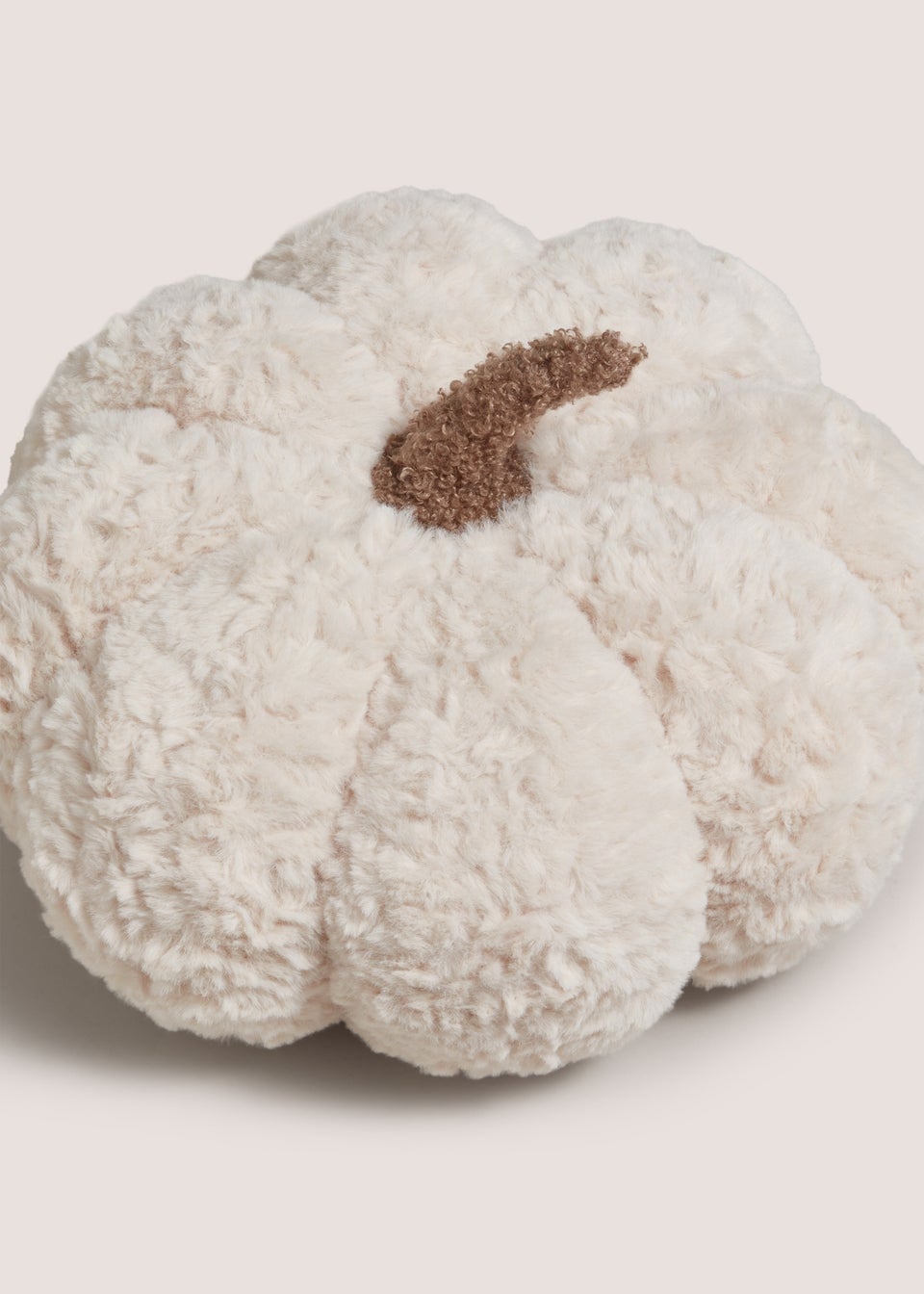 White Faux Fur Pumpkin Shape Cushion