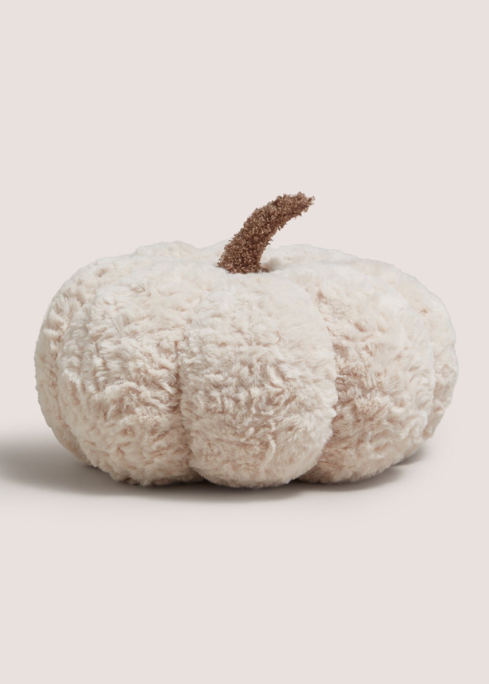 White Faux Fur Pumpkin Shape Cushion