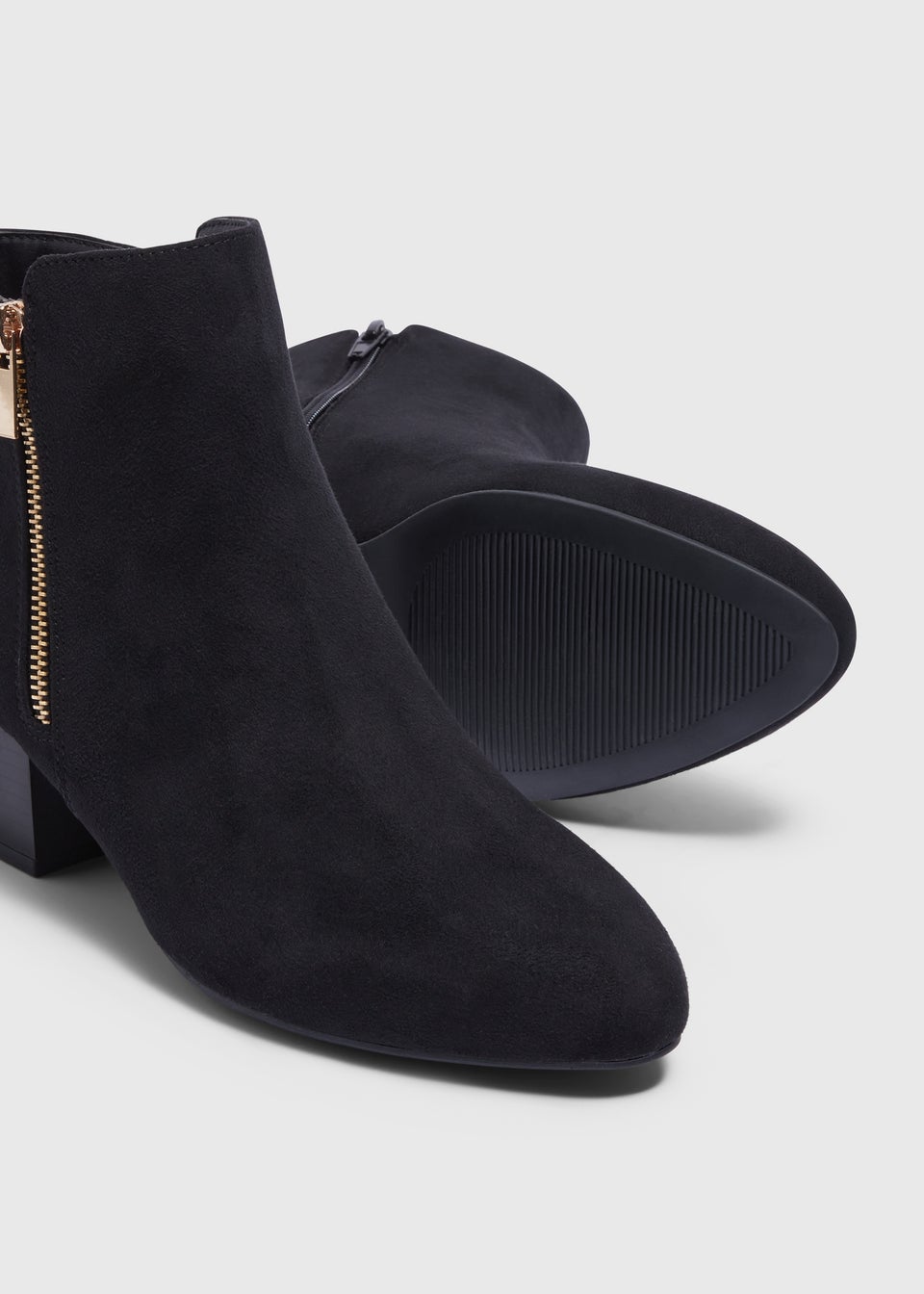 Black Faux Suede Zip Boots