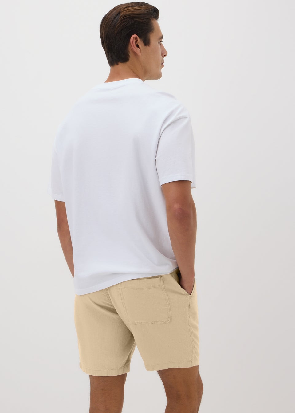 Stone Linen Blend Drawcord Co Ord Shorts