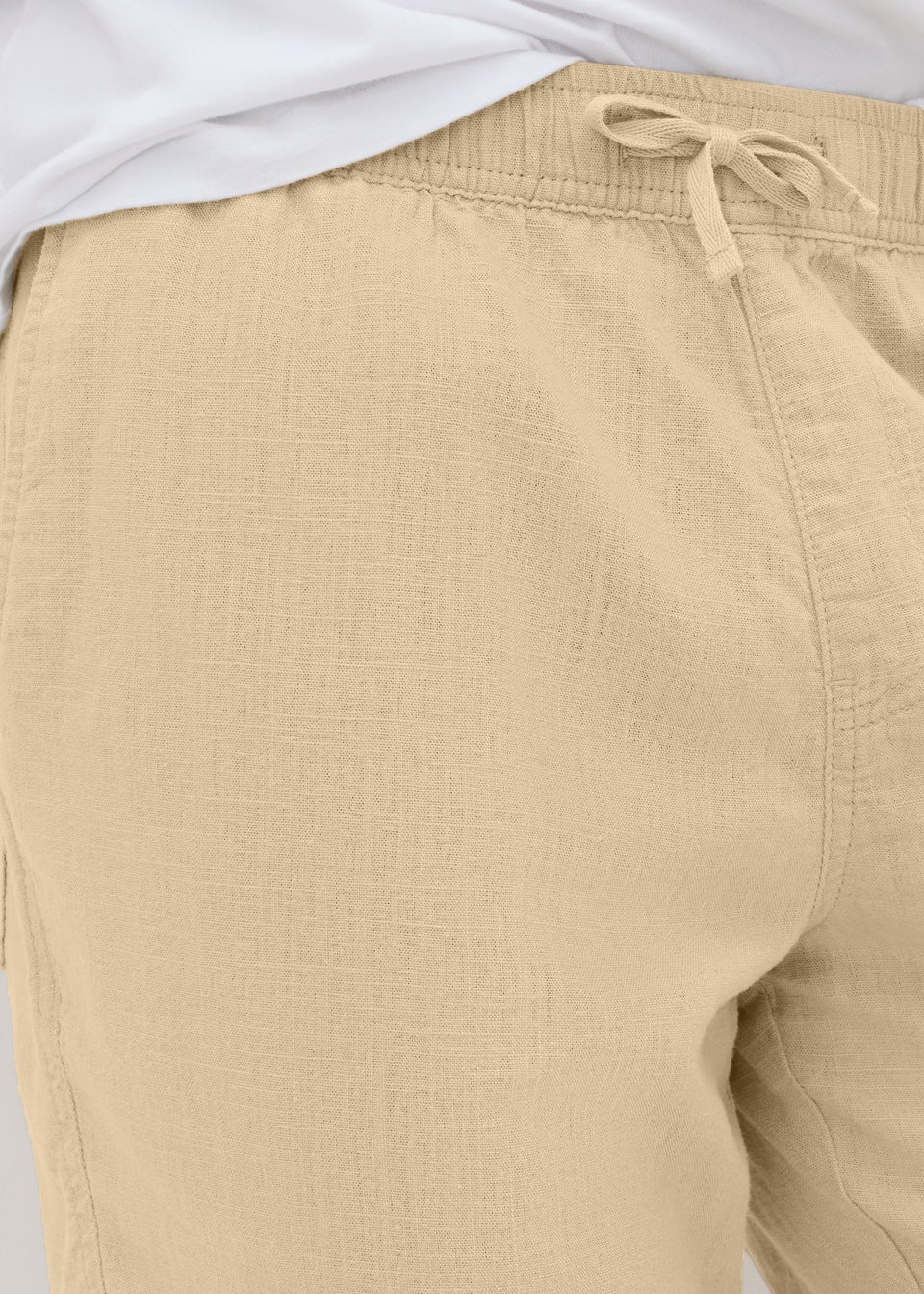 Stone Linen Blend Drawcord Co Ord Shorts