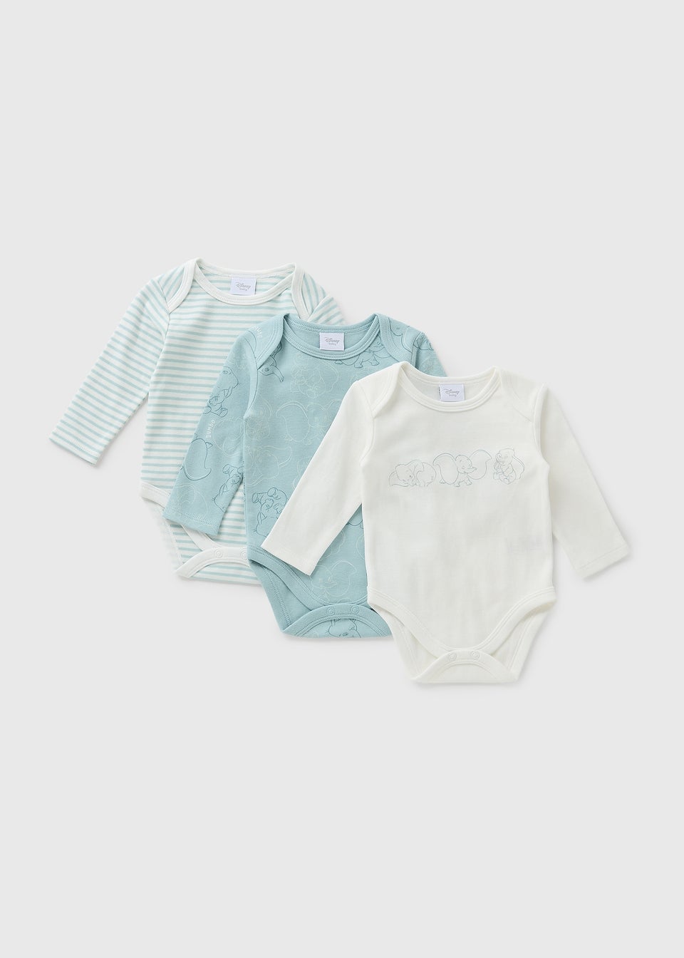 Disney 3 Pack Blue Dumbo Bodysuits (Newborn-23mths)