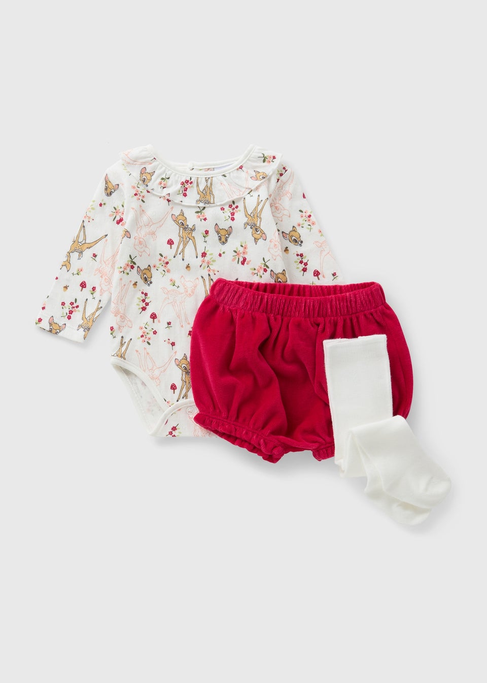 Disney 3 Piece Baby Bambi Bodysuit & Short Set (Newborn-18mths)