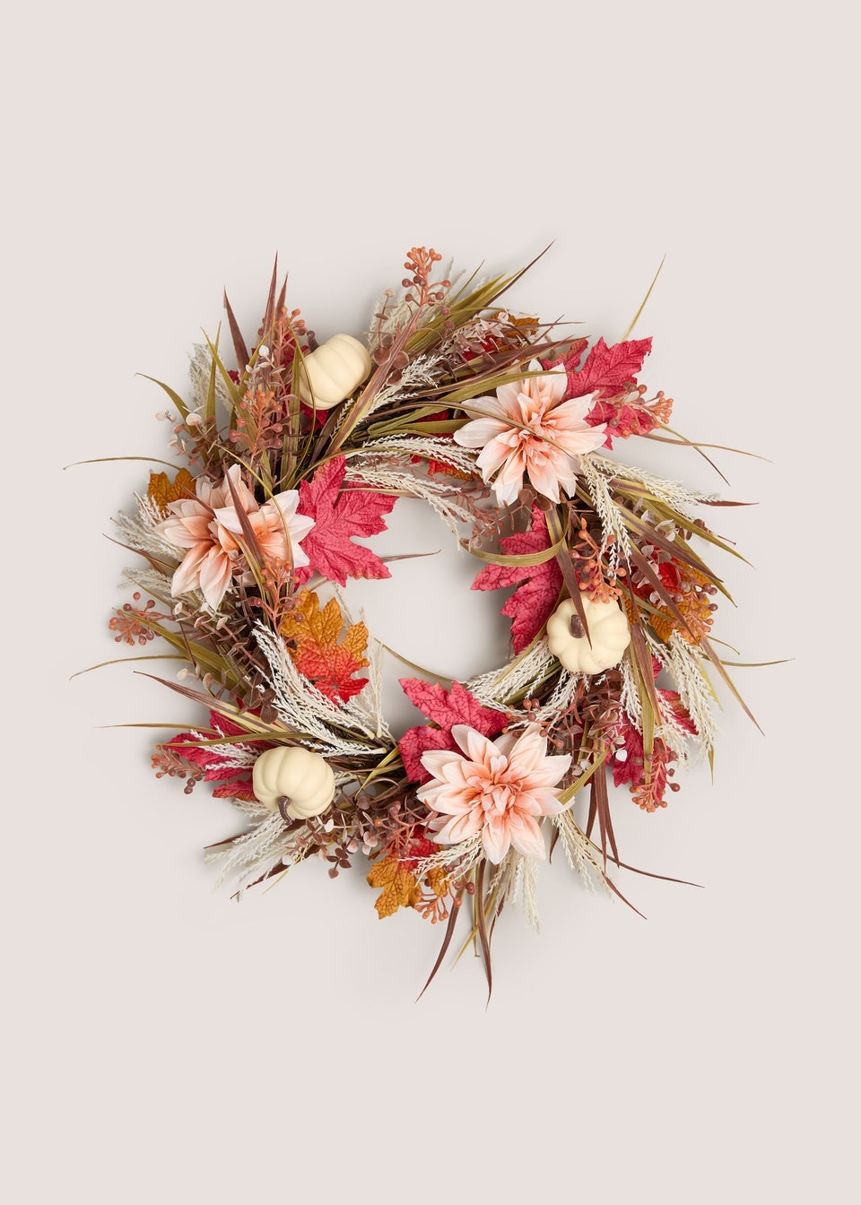 Pink Pumpkin Floral Wreath