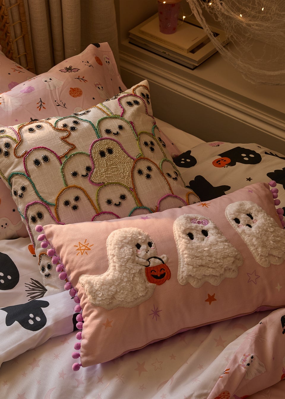Pink Halloween Ghost Cushion