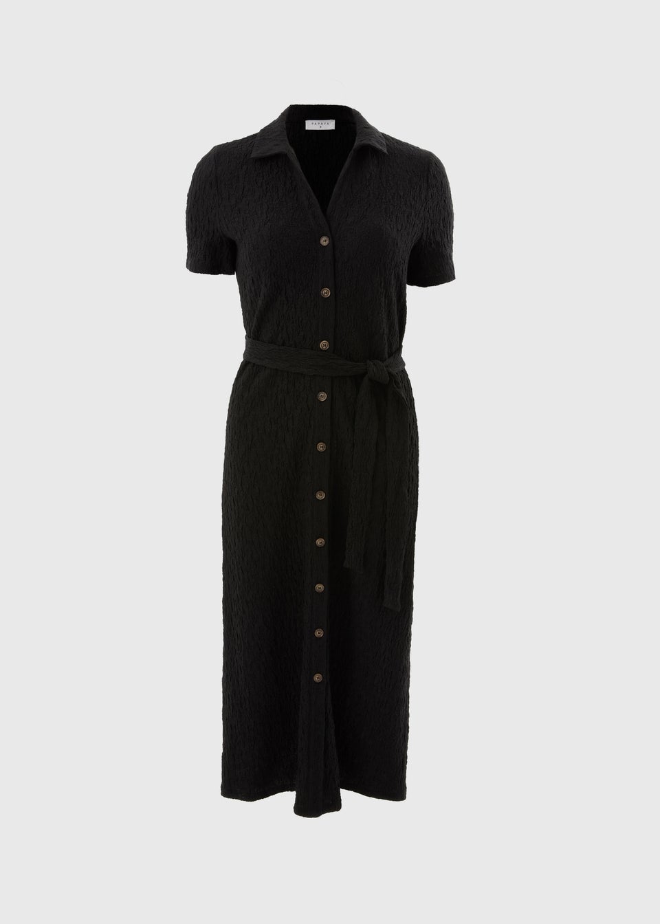 Black Textured Shirt Midi Dress