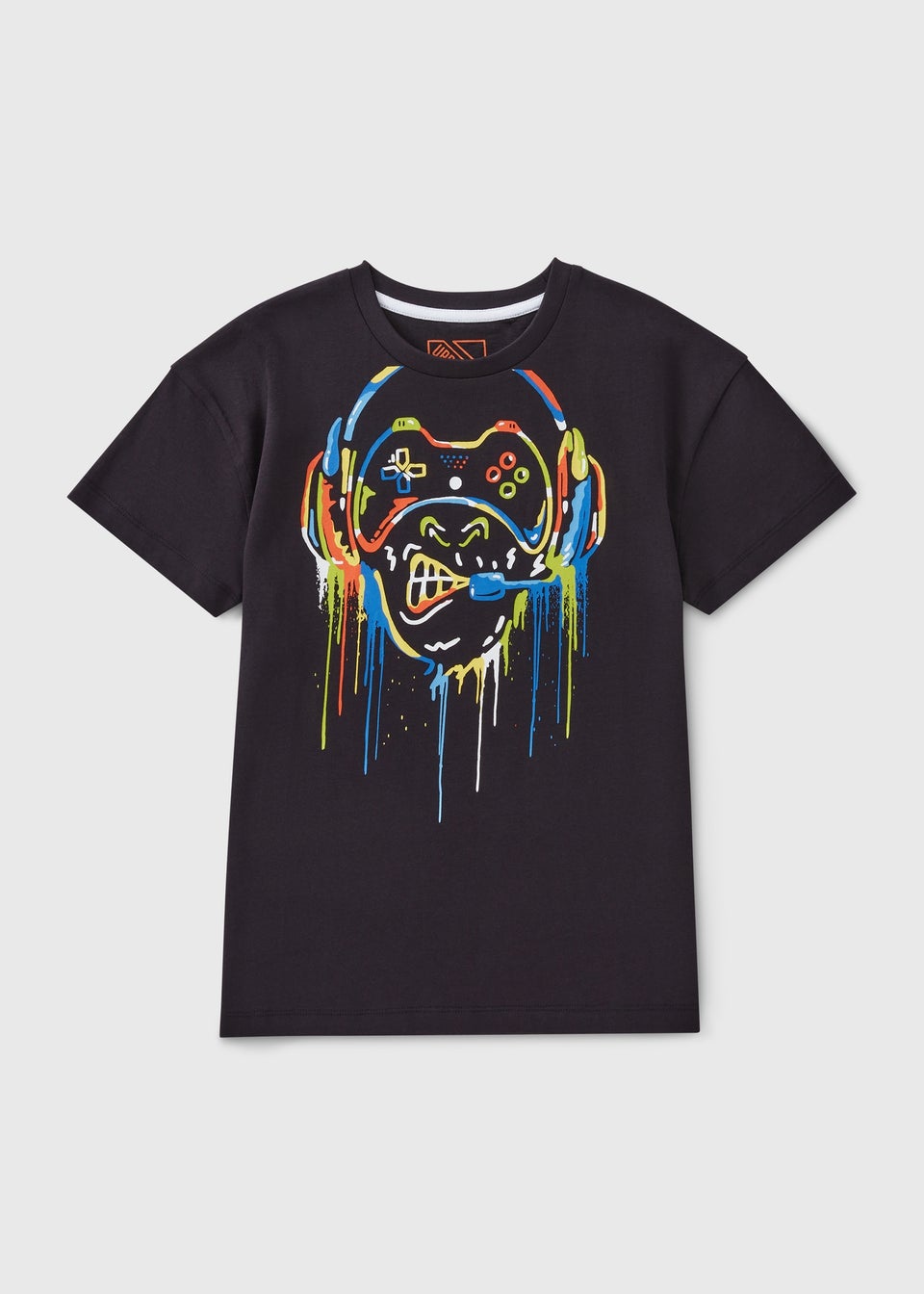 Black Gamer Monkey T-Shirt (7-15yrs)