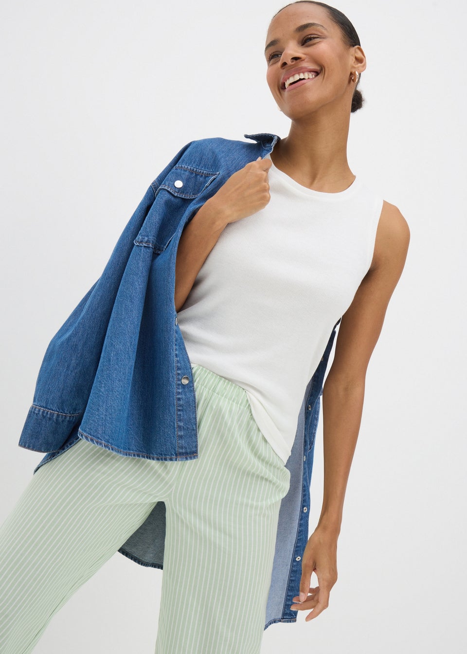 Cream Ribbed Vest