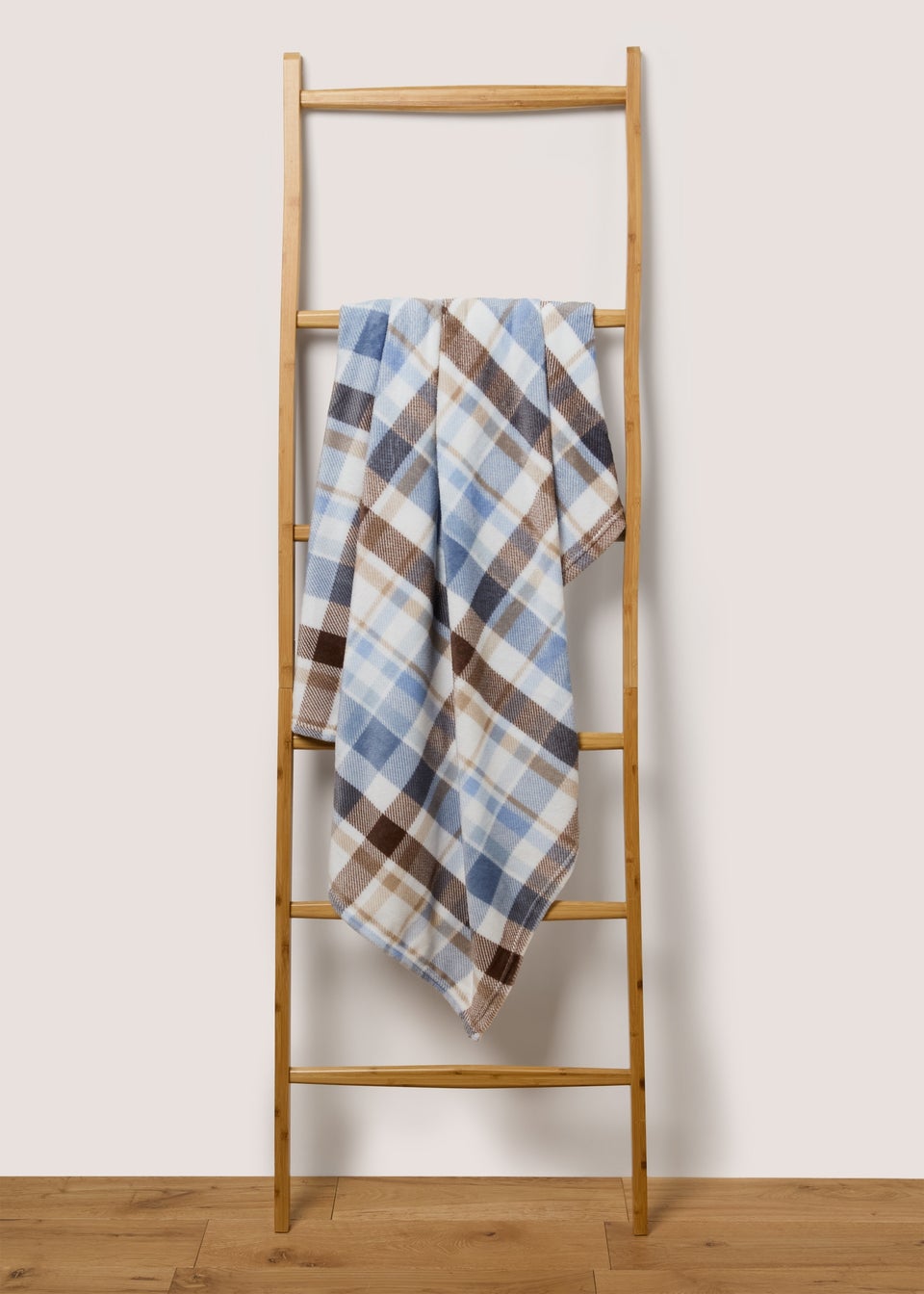 Blue Check Print Throw
