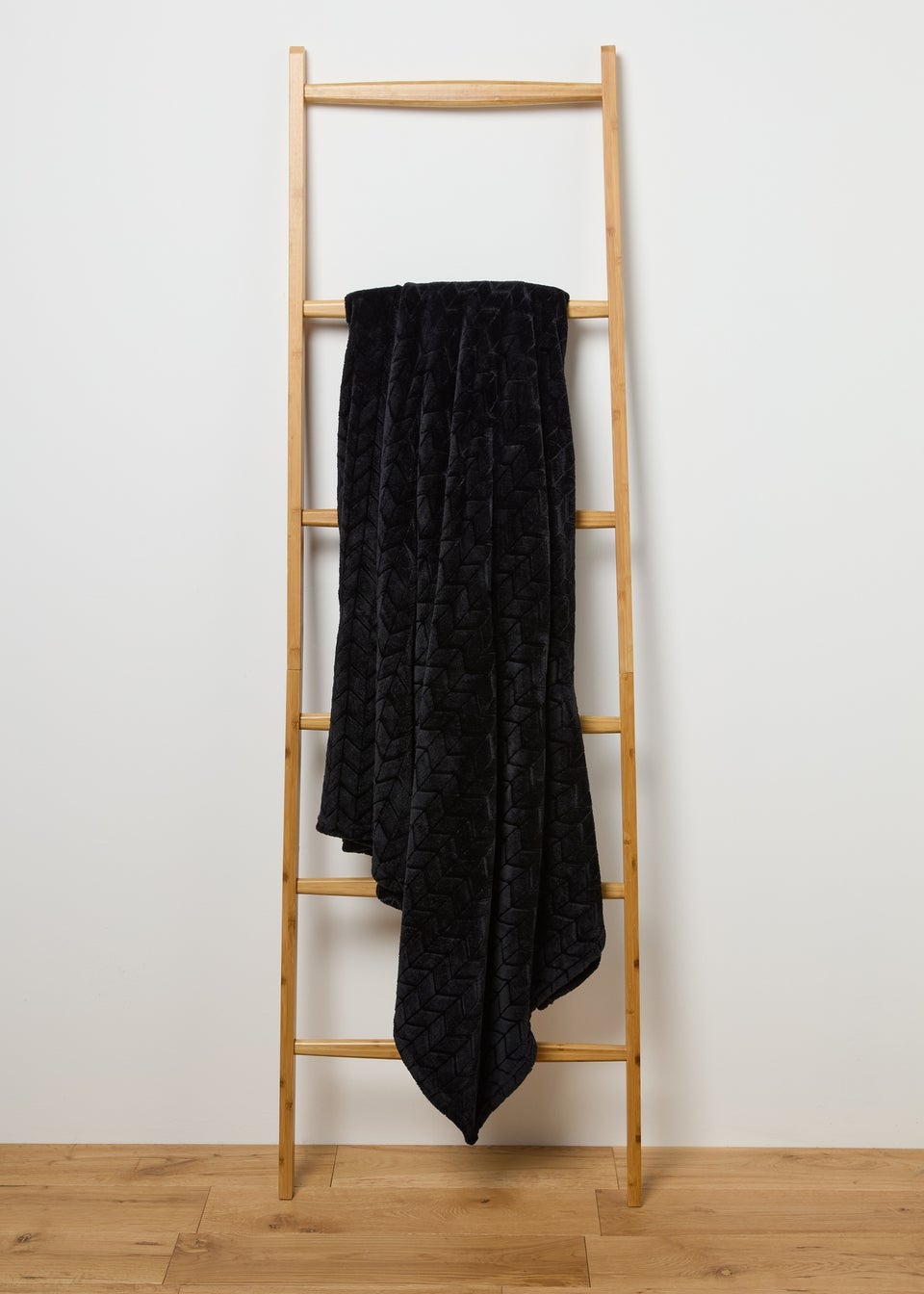 Black Pattern Embossed Fleece Throw
