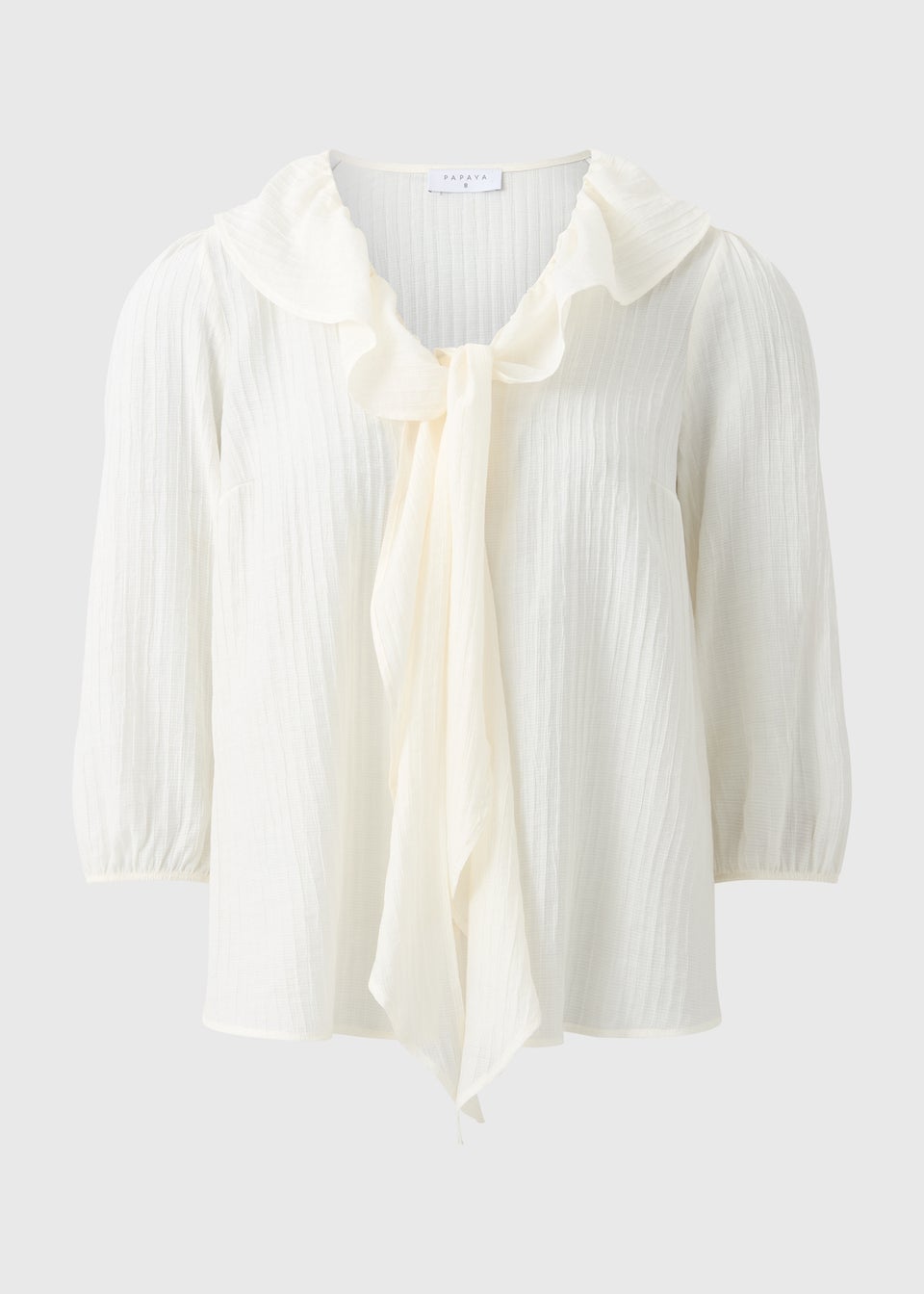 White Frill Tie Neck Blouse