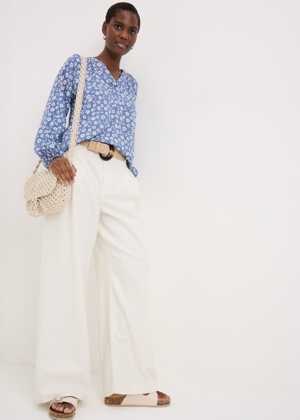 Blue Floral Popover Shirt
