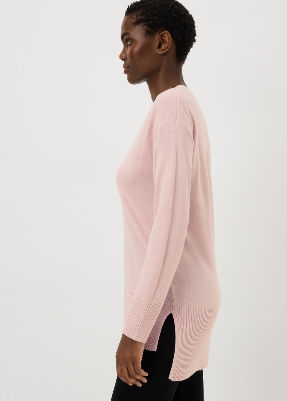Women's Plain V-Neck Pink Jumper