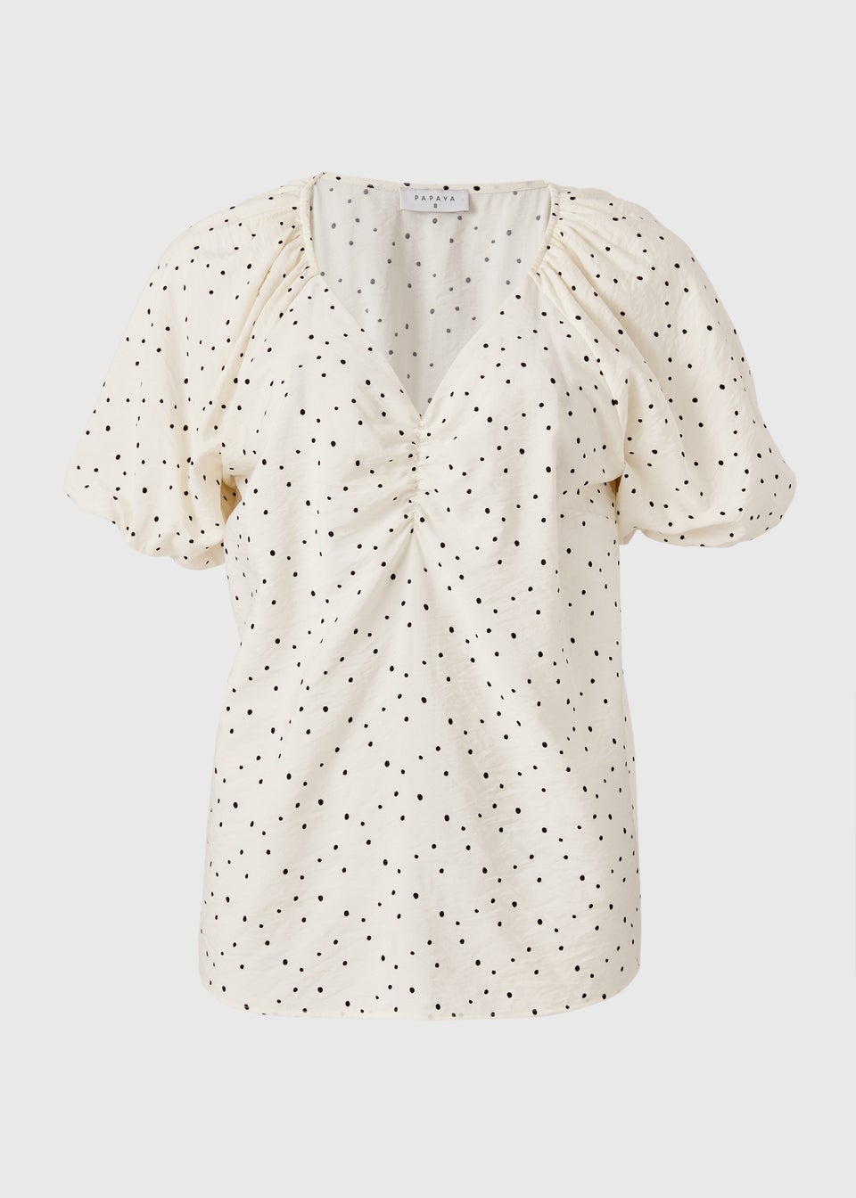 Cream Spot Print Puff Sleeve Blouse