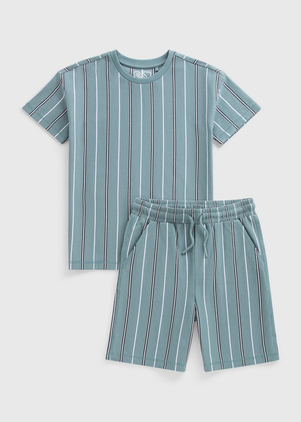 Boys Blue Striped T-Shirt & Shorts Set (7-15yrs)