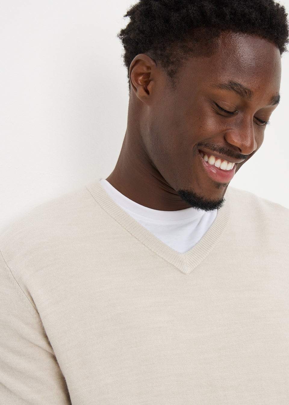 Cream Soft Touch V-Neck Jumper