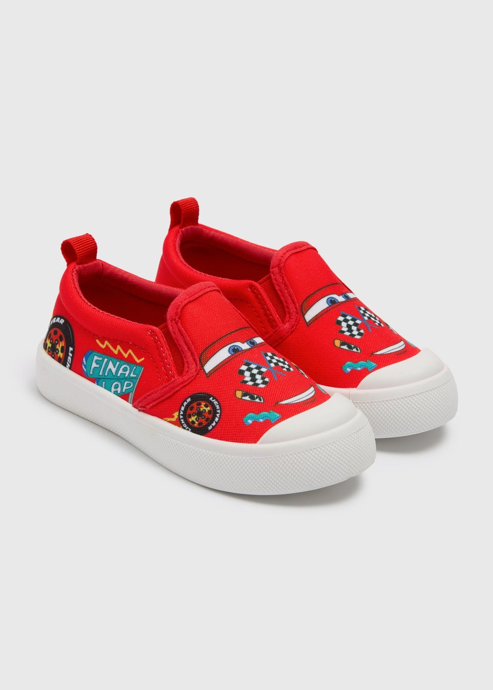 Cars Boys Red Slip On Canvas Shoes (Younger 4-12)
