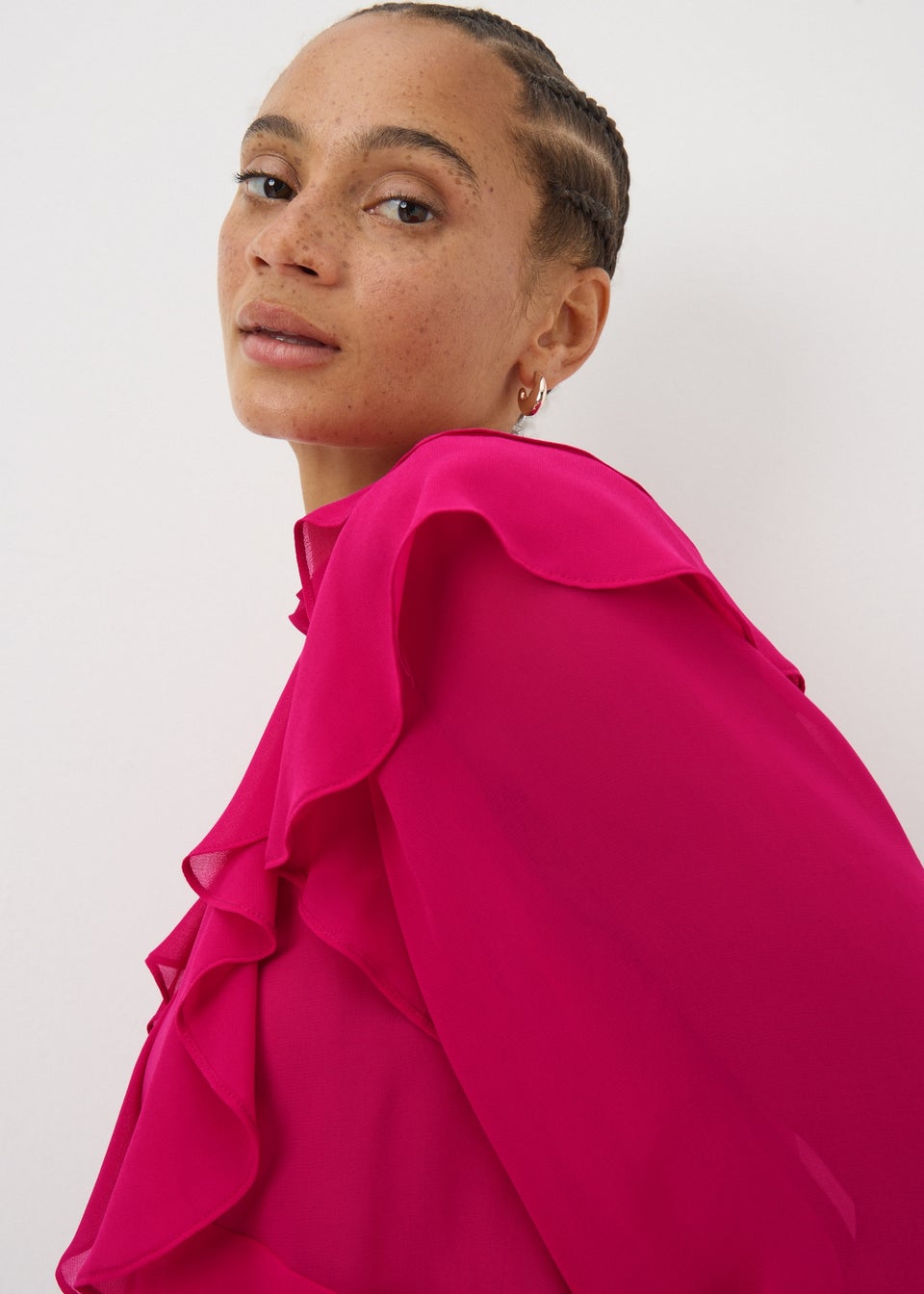 Pink Ruffle Blouse