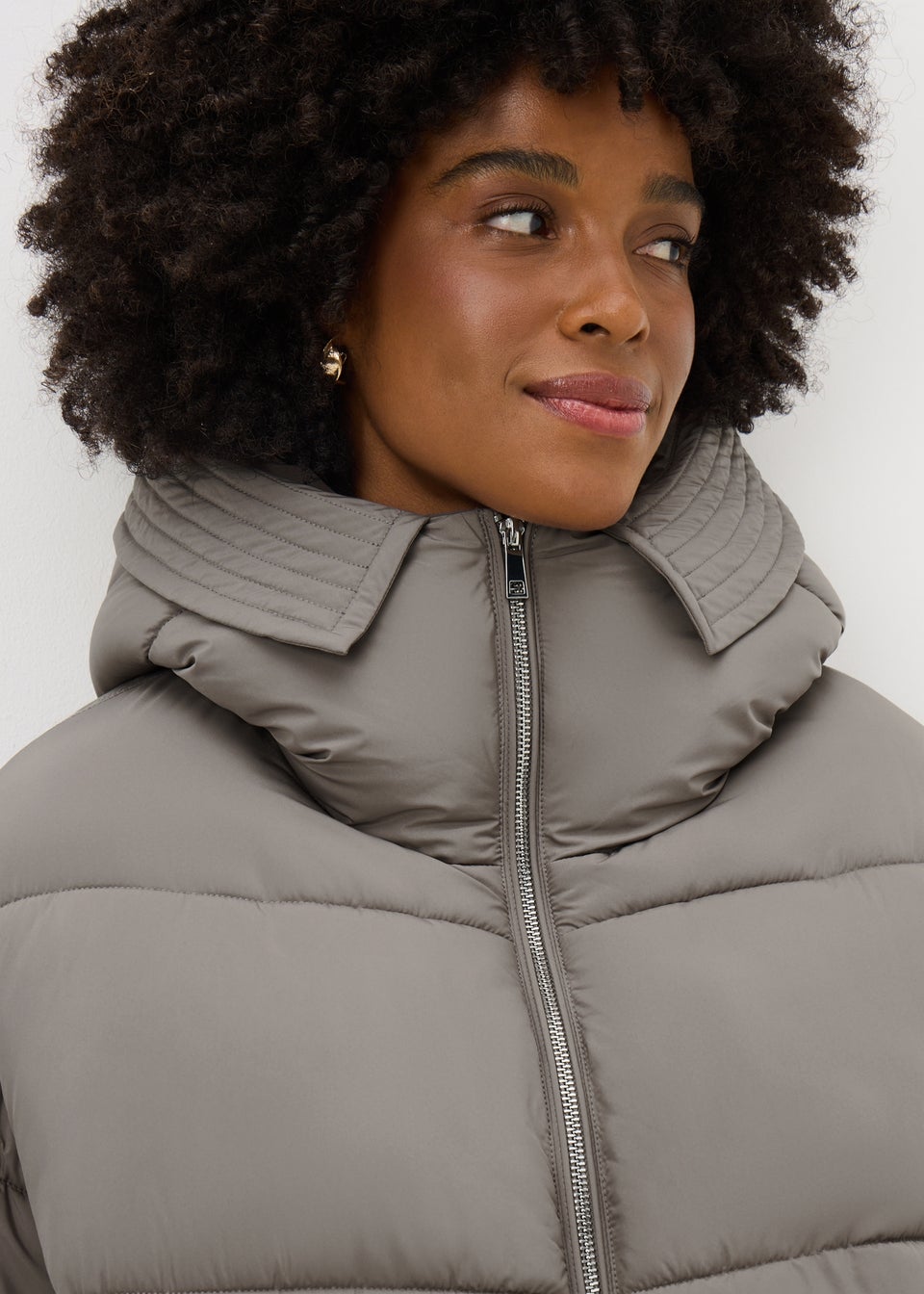 Beige Padded Puffa Coat