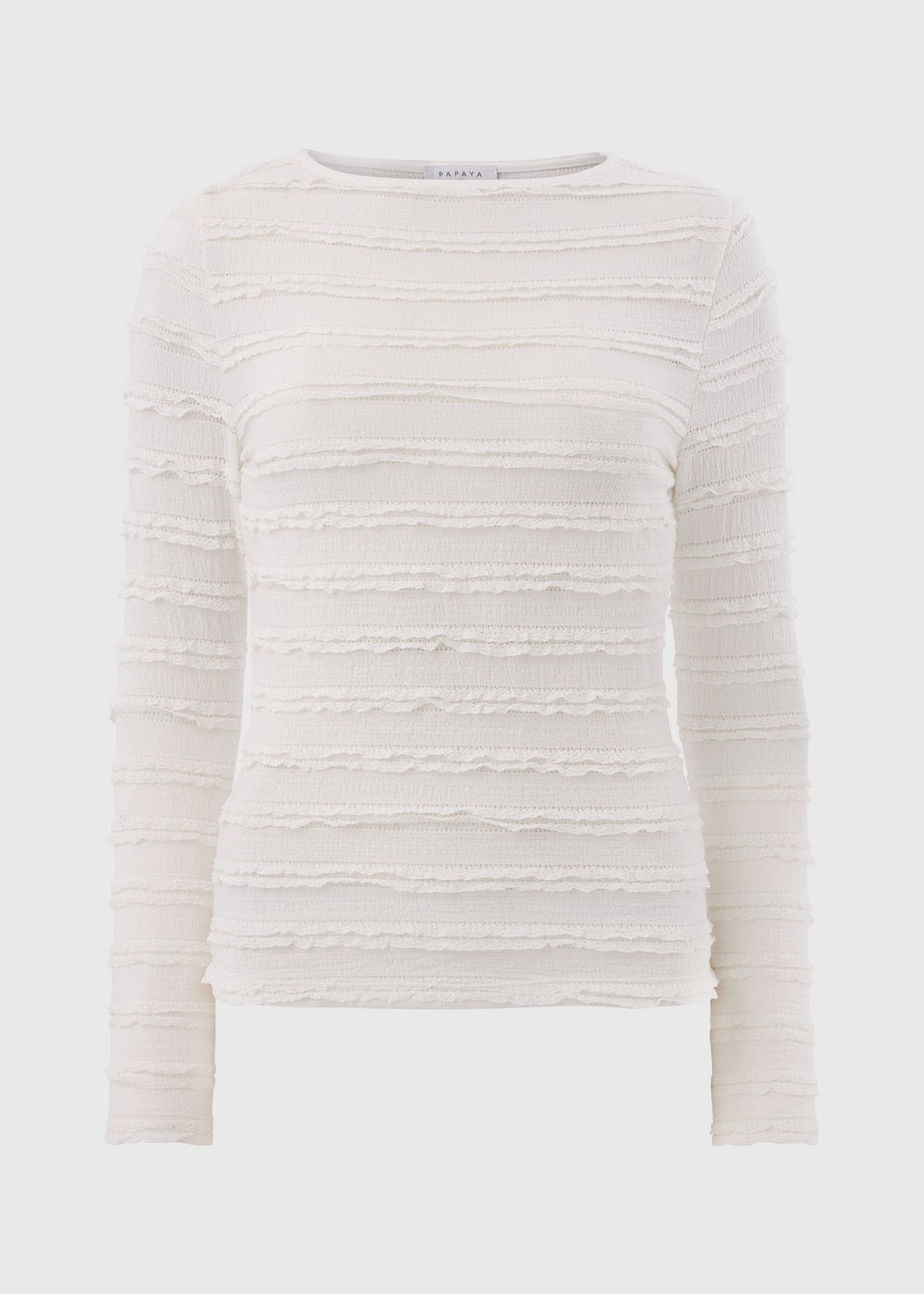 Cream Textured Long Sleeve Top