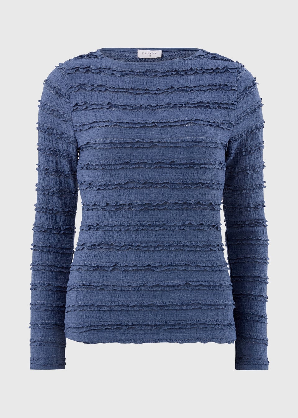Navy Textured Long Sleeve Top
