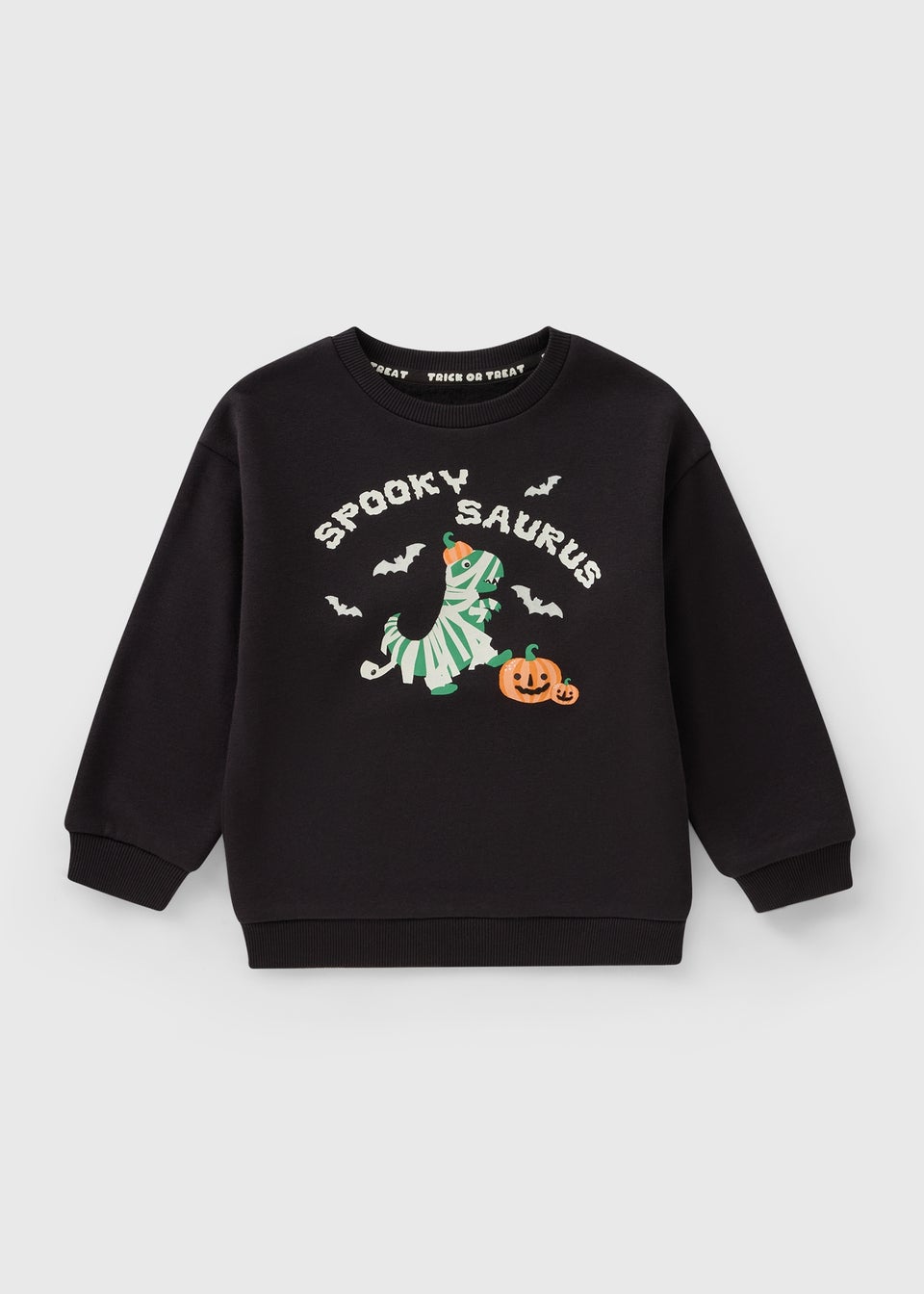 Boys Black Spookysaurus Sweatshirt (1-7yrs)