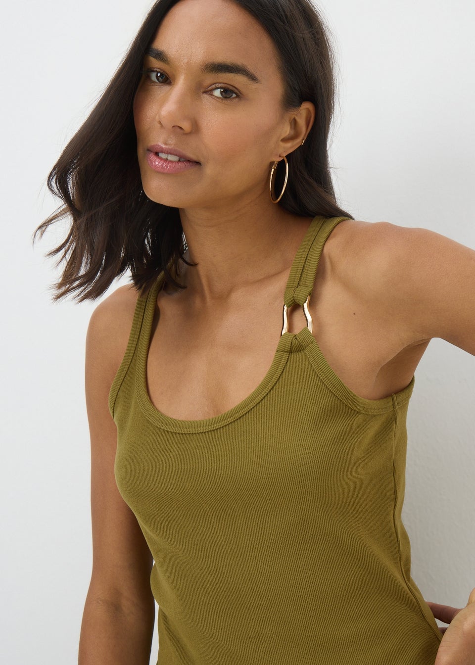 Green Ribbed Gold Hardware Detail Vest