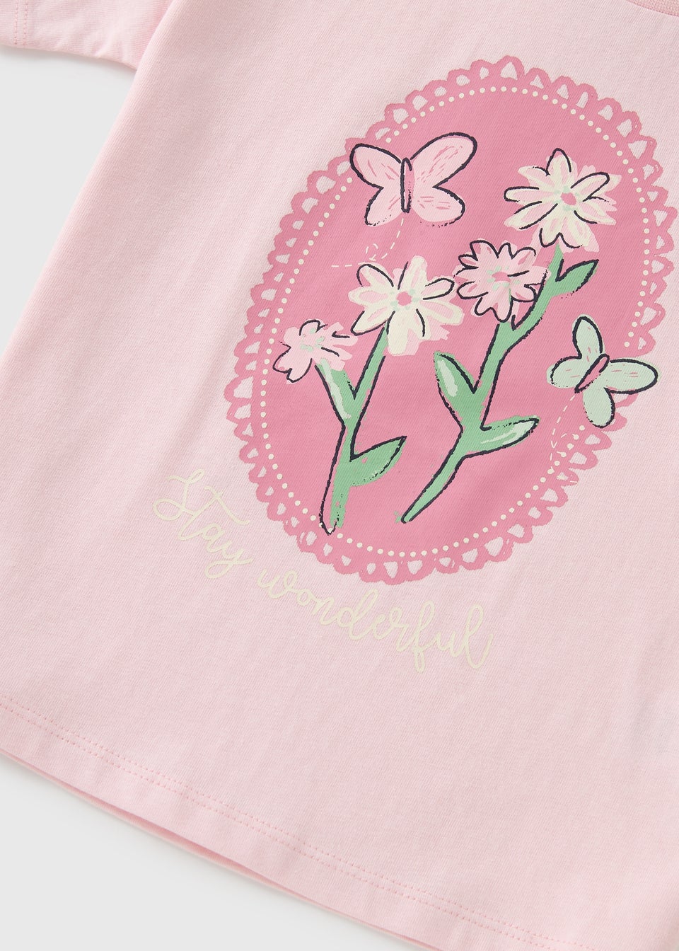 Girls Pink Flower T-Shirt (1-7yrs)