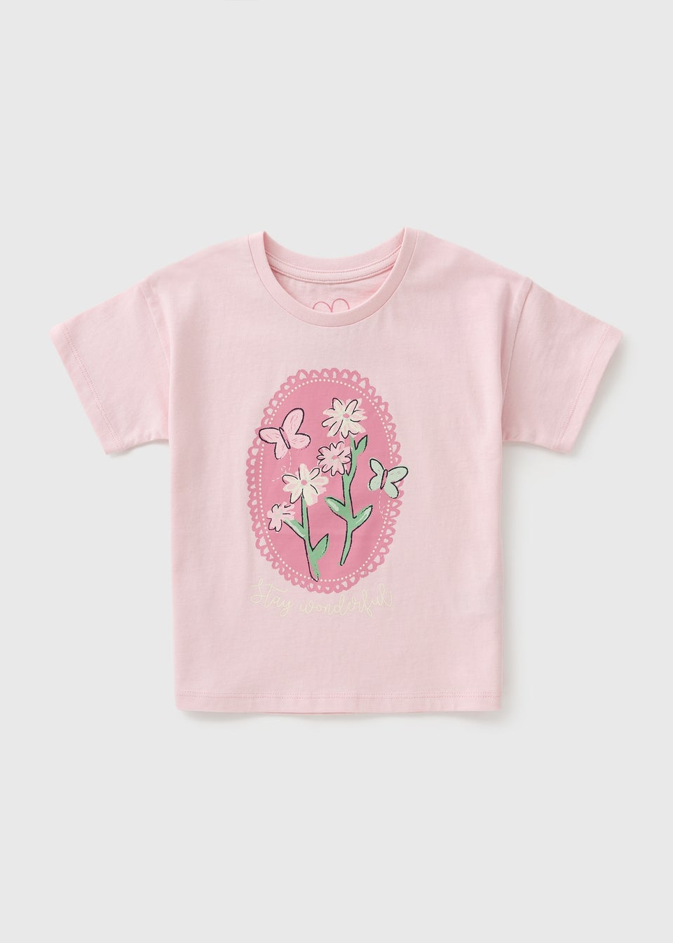 Girls Pink Flower T-Shirt (1-7yrs)