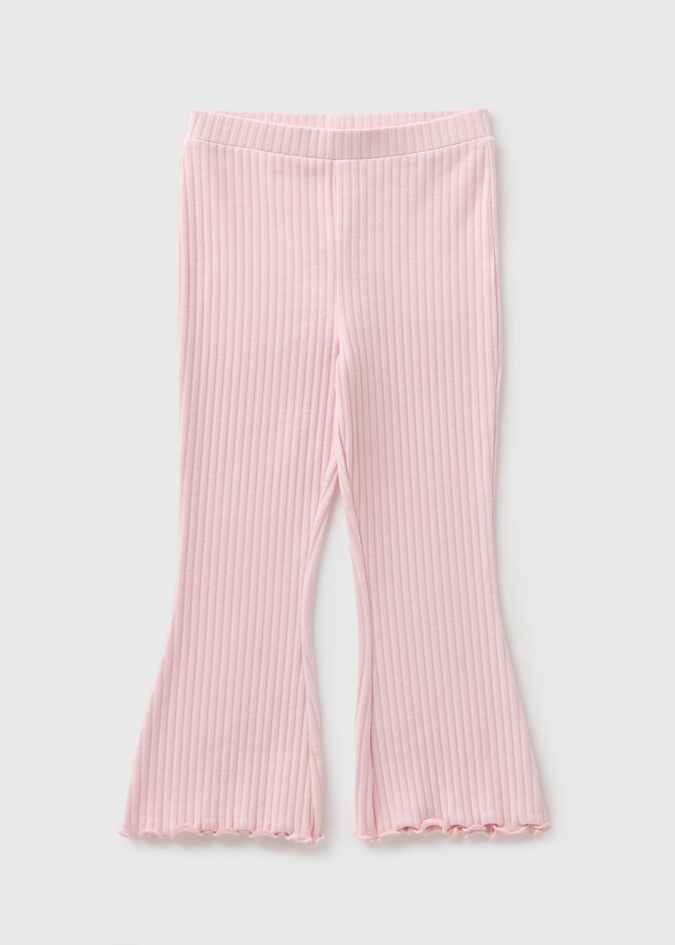 Girls Pink Ribbed Flared Leggings (1-7yrs)