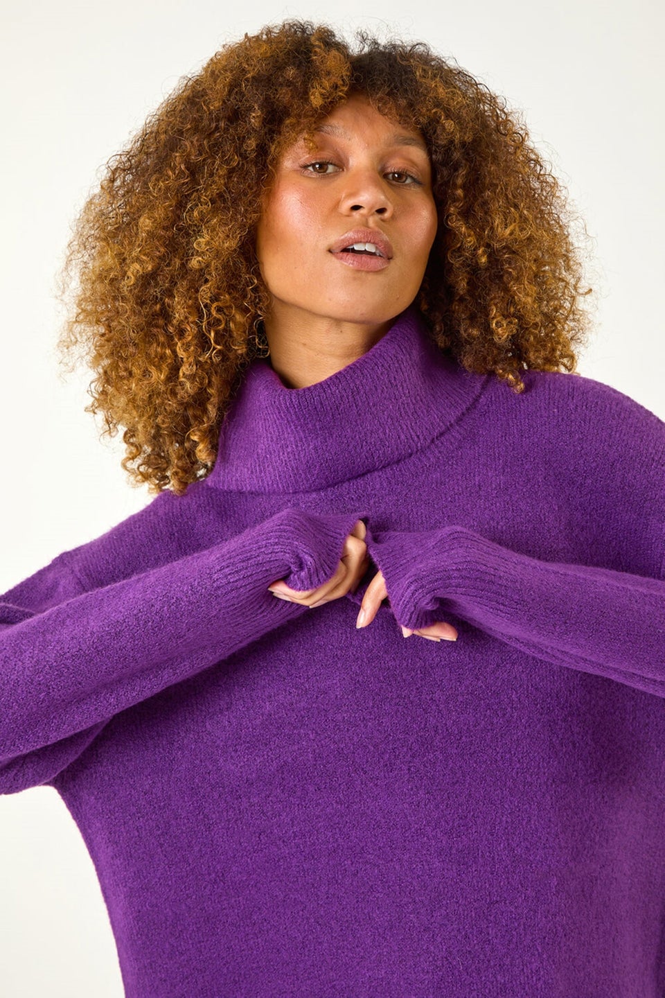 Roman Purple Roll Neck Knit Jumper