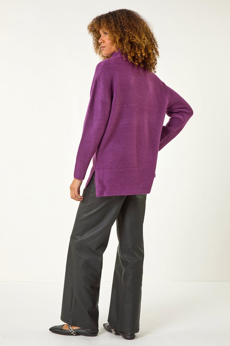 Roman Purple Roll Neck Knit Jumper