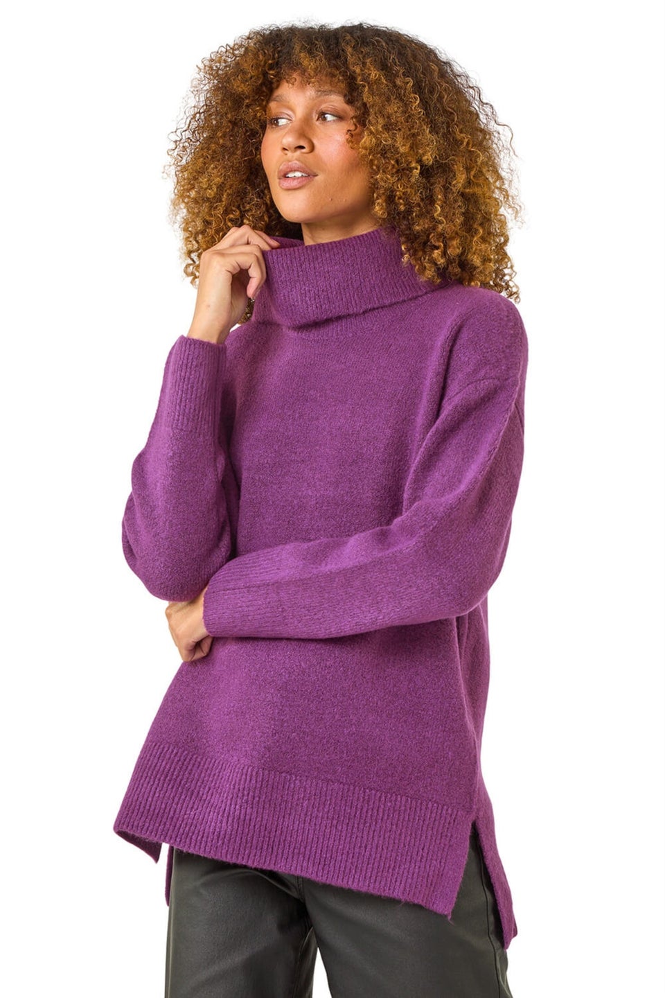 Roman Purple Roll Neck Knit Jumper