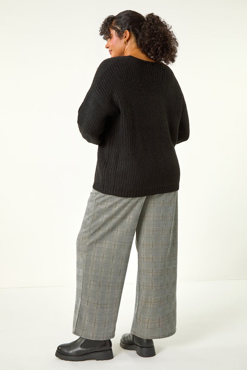 Roman Black Curve Bow Detail Knit Cardigan