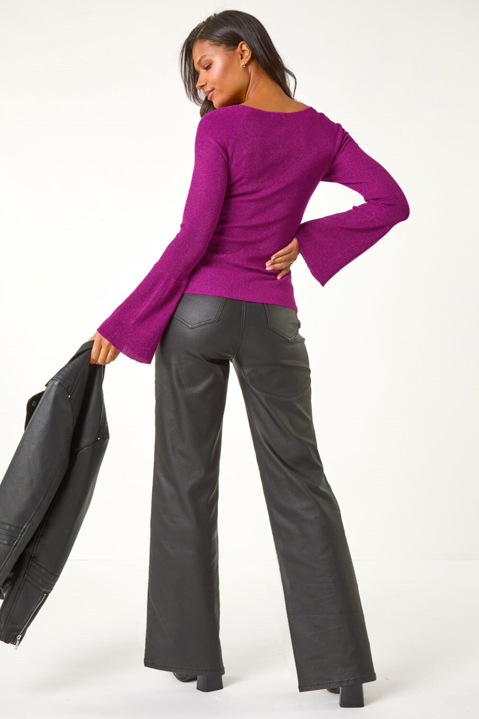 Roman Mauve Sweetheart Neck Ruched Knit Jumper